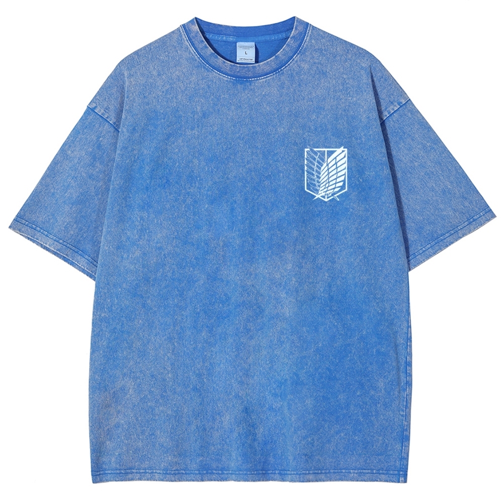 Attack on Titan Anime Acid Washed Oversize T-Shirt