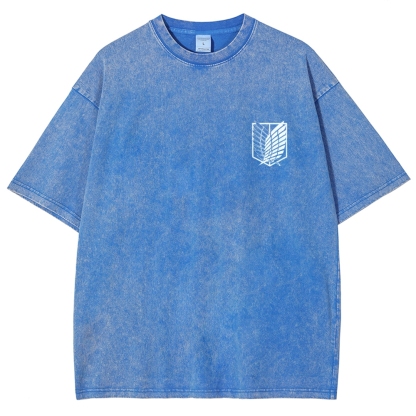 Attack on Titan Anime Acid Washed Oversize T-Shirt