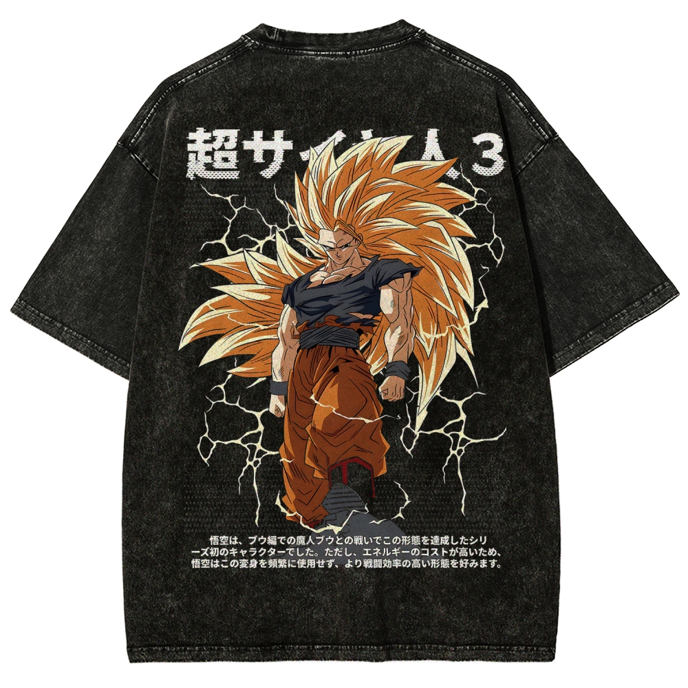 Goku SSJ3 - Dragonball Z Clothing Washed Cotton T-Shirt