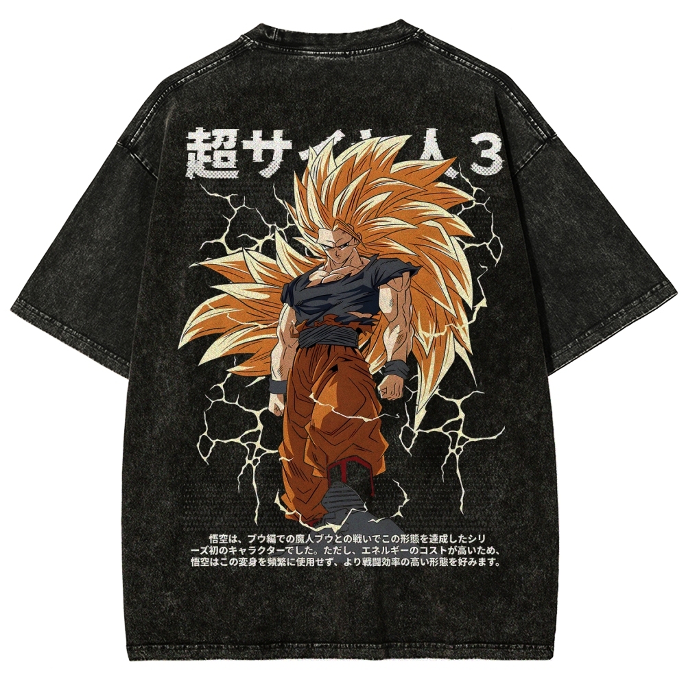 Goku SSJ3 - Dragonball Z Clothing Washed Cotton T-Shirt