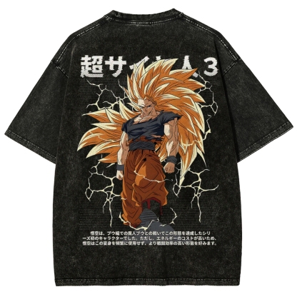 Goku SSJ3 - Dragonball Z Clothing Washed Cotton T-Shirt