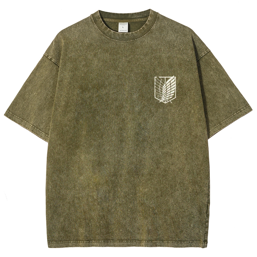 Attack on Titan Anime Acid Washed Oversize T-Shirt
