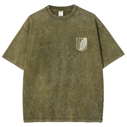 Attack on Titan Anime Acid Washed Oversize T-Shirt