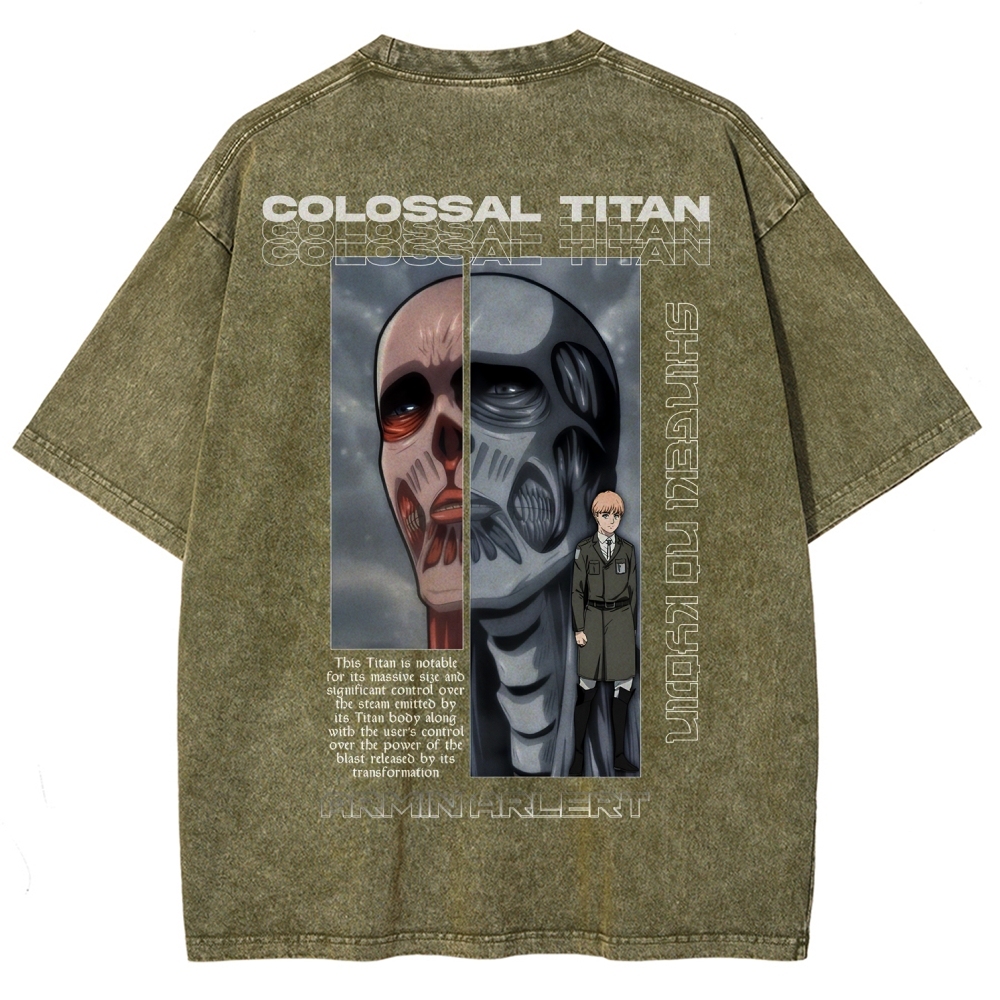 Attack on Titan Anime Acid Washed Oversize T-Shirt