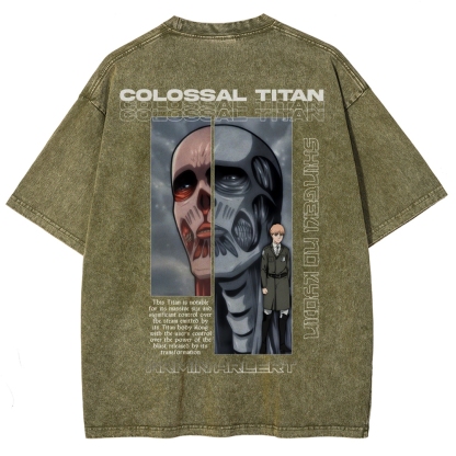 Attack on Titan Anime Acid Washed Oversize T-Shirt