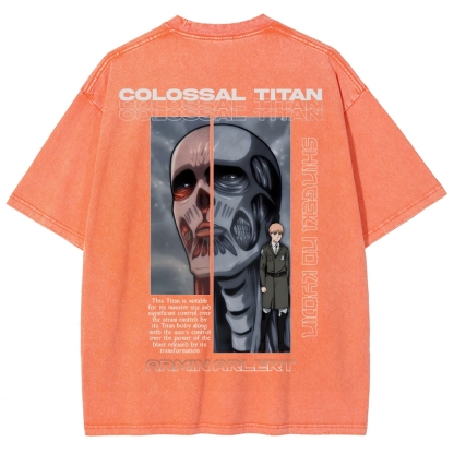 Attack on Titan Anime Acid Washed Oversize T-Shirt