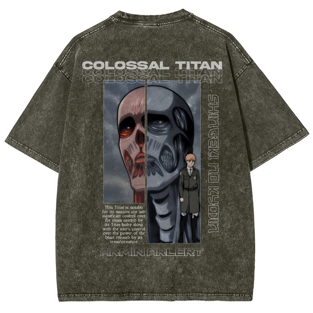 Attack on Titan Anime Acid Washed Oversize T-Shirt