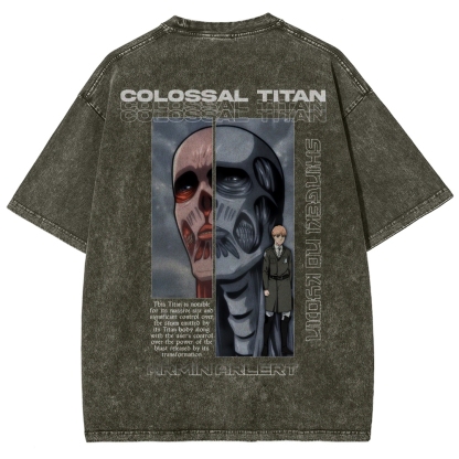 Attack on Titan Anime Acid Washed Oversize T-Shirt
