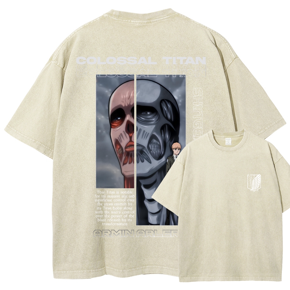 Attack on Titan Anime Acid Washed Oversize T-Shirt