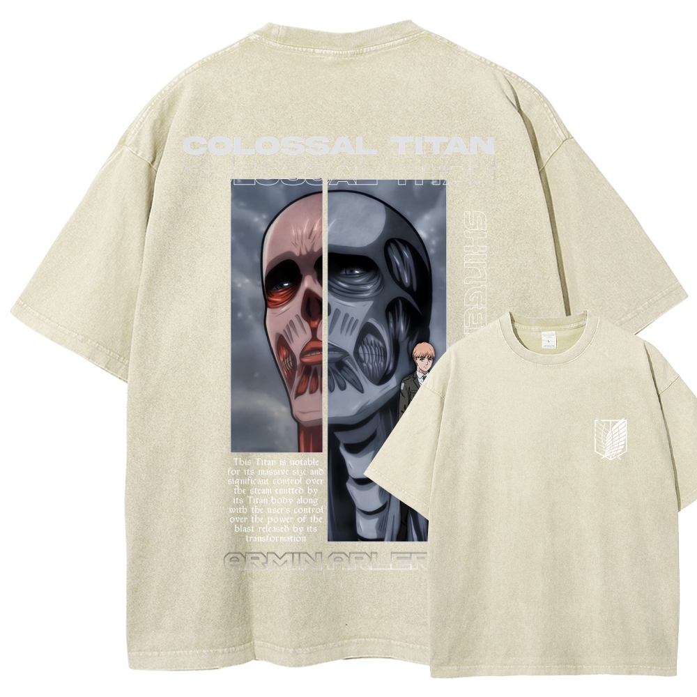 Attack on Titan Anime Acid Washed Oversize T-Shirt