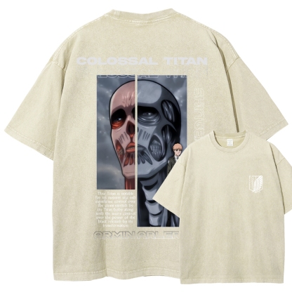 Attack on Titan Anime Acid Washed Oversize T-Shirt