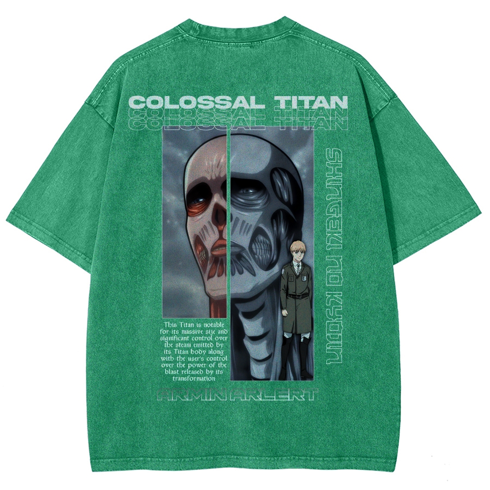 Attack on Titan Anime Acid Washed Oversize T-Shirt