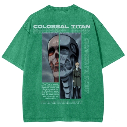 Attack on Titan Anime Acid Washed Oversize T-Shirt