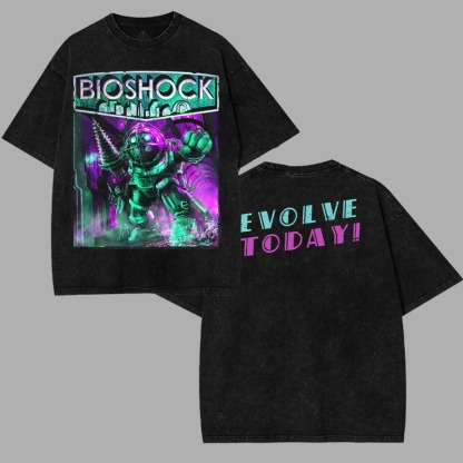 Bioshock Evolve today would you kindly big daddy holy diver v7 Washed tee