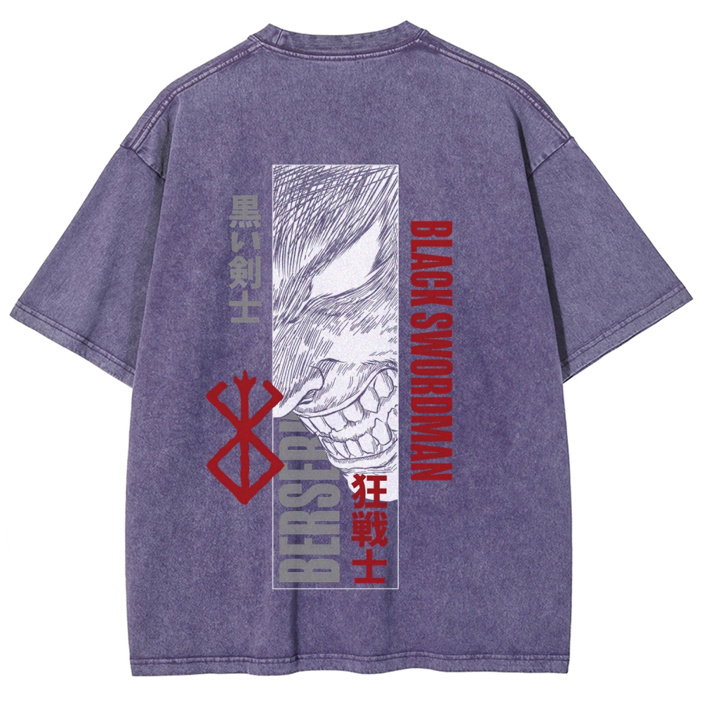 Berserk Anime Acid Washed Oversize T-Shirt