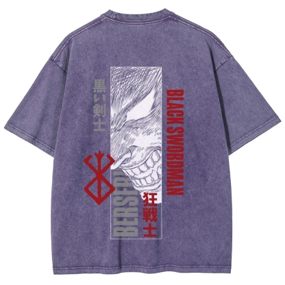 Berserk Anime Acid Washed Oversize T-Shirt