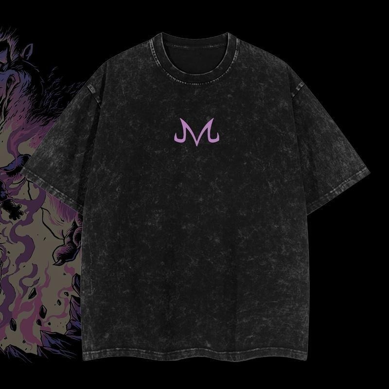 Majin Vegeta Dragon Ball Vintage Unisex Oversize Anime Manga Acid Washed Heavyweight Cotton T-shirt