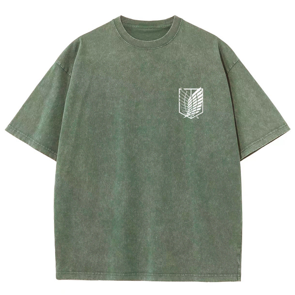 Attack on Titan Anime Acid Washed Oversize T-Shirt