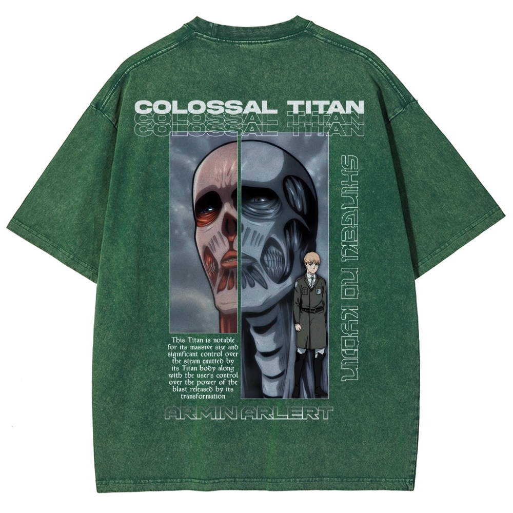 Attack on Titan Anime Acid Washed Oversize T-Shirt