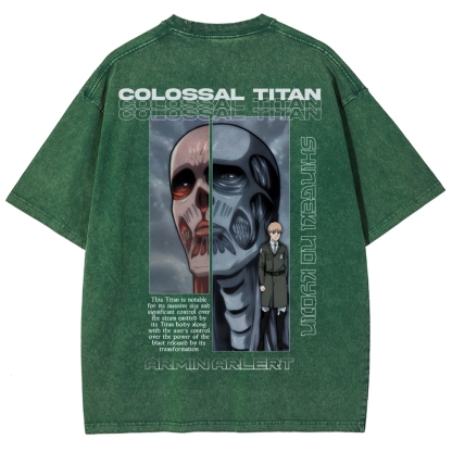 Attack on Titan Anime Acid Washed Oversize T-Shirt
