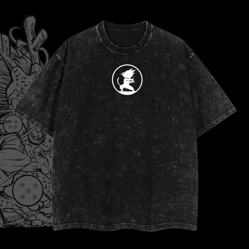 Kakarot DB Manga Design Vintage Unisex Oversize Anime Manga Acid Washed T-shirt