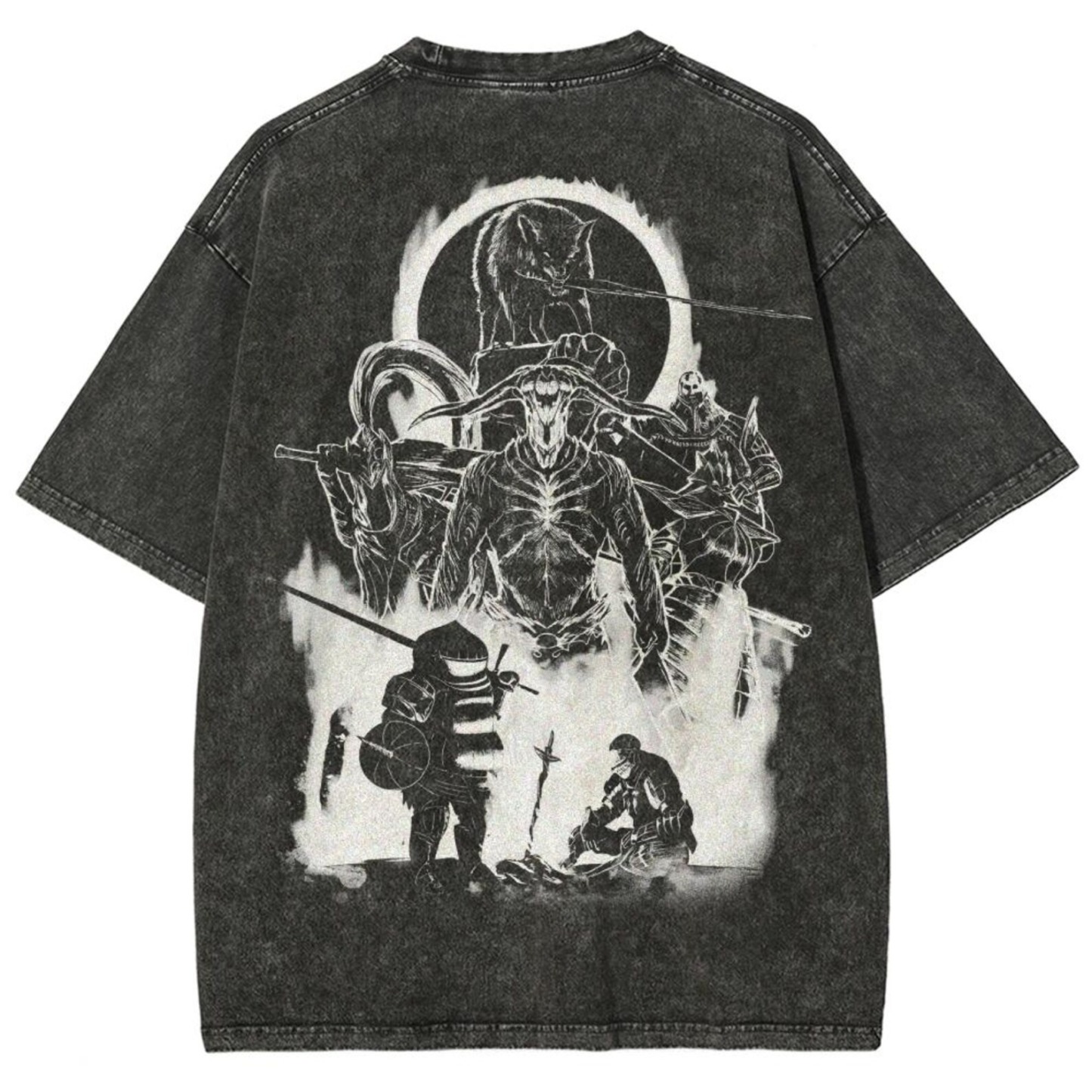 Dark Souls Vintage Wash T-Shirt, Soulsborne Inspired, Video Game Aesthetic, Metal Style