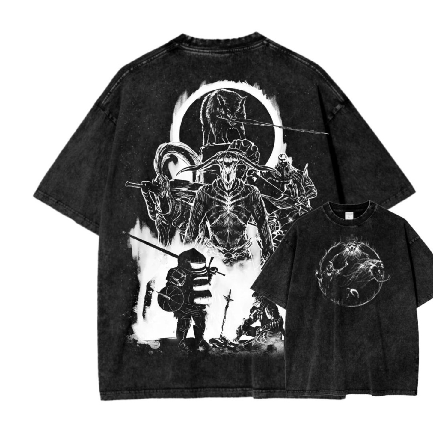 Vintage Wash TShirt, Soulsborne Inspired, Video Game Aesthetic, Metal 