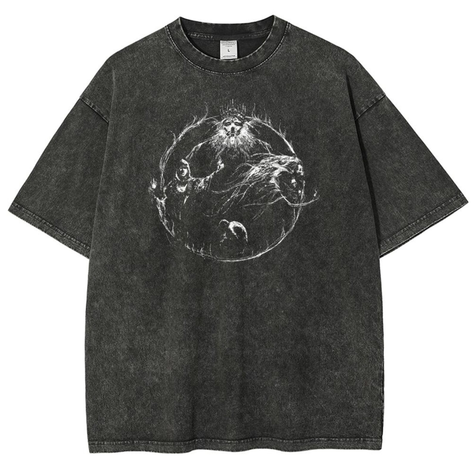 Dark Souls Vintage Wash T-Shirt, Soulsborne Inspired, Video Game Aesthetic, Metal Style