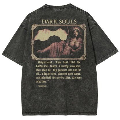 Dark Souls Vintage Wash T-Shirt, Soulsborne Inspired, Video Game Aesthetic, Metal Style