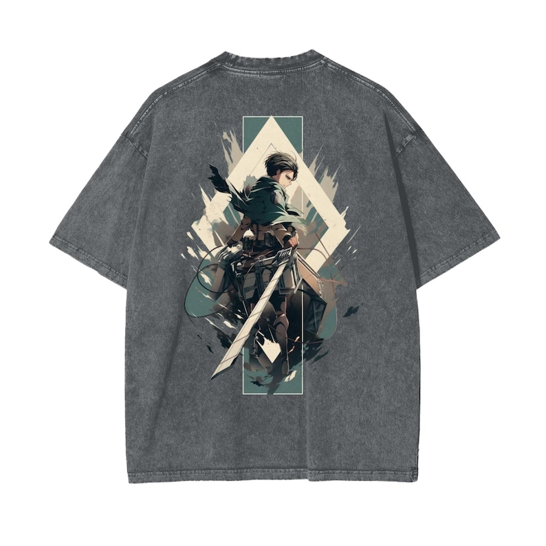 Attack on Titan Anime Oversize Acid Washed T-Shirt Eren Jeager Anime Tee Gift For Him