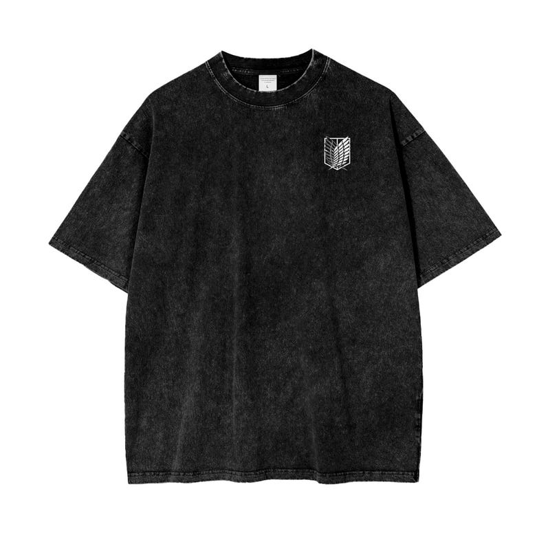 Attack on Titan Anime Acid Washed Oversize T-Shirt Eren Jeager Anime Tee Gift For Him
