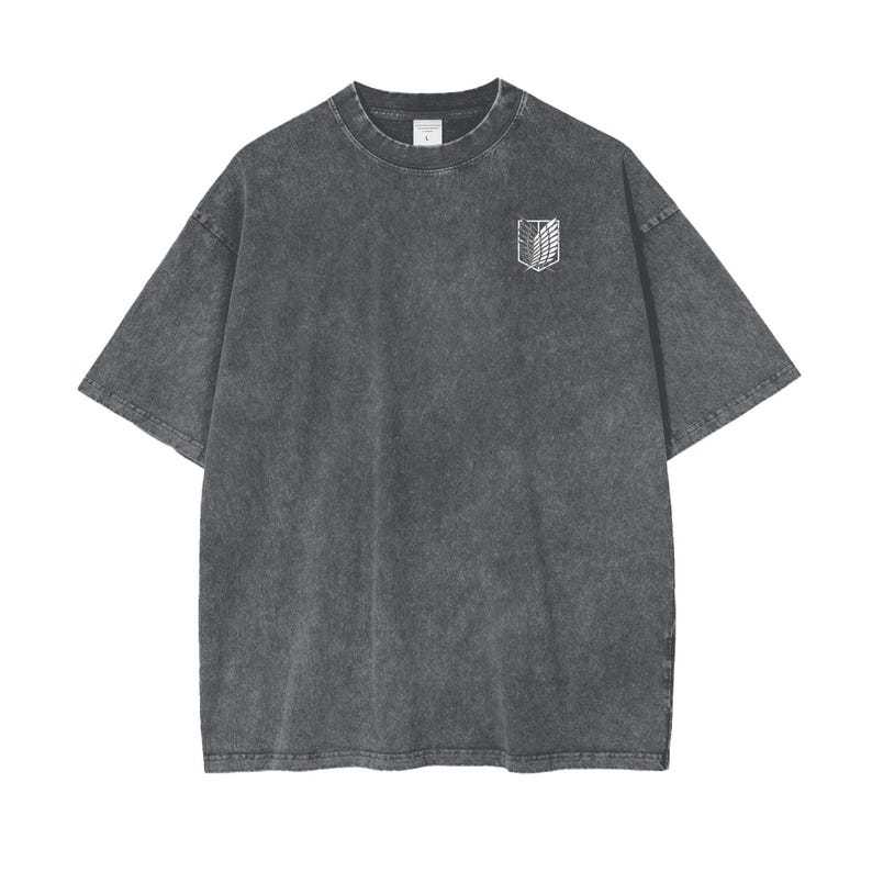 Attack on Titan Anime Acid Washed Oversize T-Shirt Eren Jeager Anime Tee Gift For Him