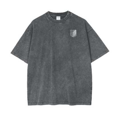 Attack on Titan Anime Acid Washed Oversize T-Shirt Eren Jeager Anime Tee Gift For Him