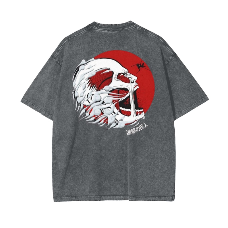 Attack on Titan Anime Acid Washed OversizeT-Shirt Colossal Titan Anime Tee Gift For Him