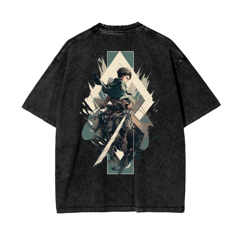 Attack on Titan Anime Oversize Acid Washed T-Shirt Eren Jeager Anime Tee Gift For Him
