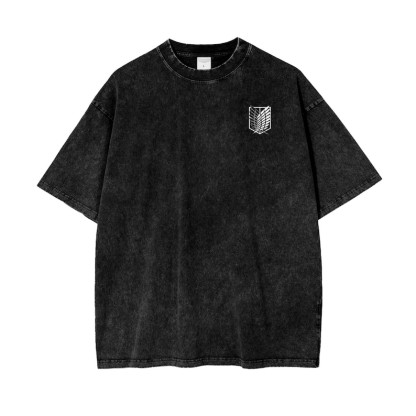 Attack on Titan Anime Oversize Acid Washed T-Shirt Eren Jeager Anime Tee Gift For Him