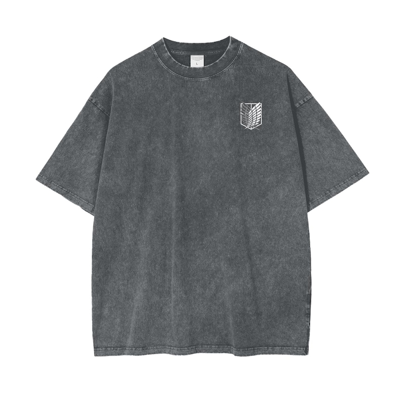 Attack on Titan Anime Oversize Acid Washed T-Shirt Eren Jeager Anime Tee Gift For Him