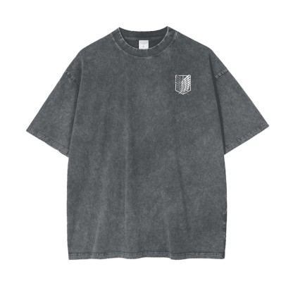 Attack on Titan Anime Oversize Acid Washed T-Shirt Eren Jeager Anime Tee Gift For Him