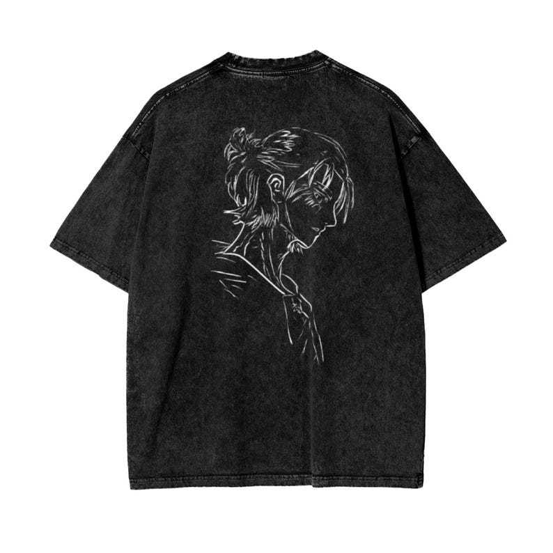 Attack on Titan Anime Acid Washed Oversize T-Shirt Eren Jeager Anime Tee Gift For Him