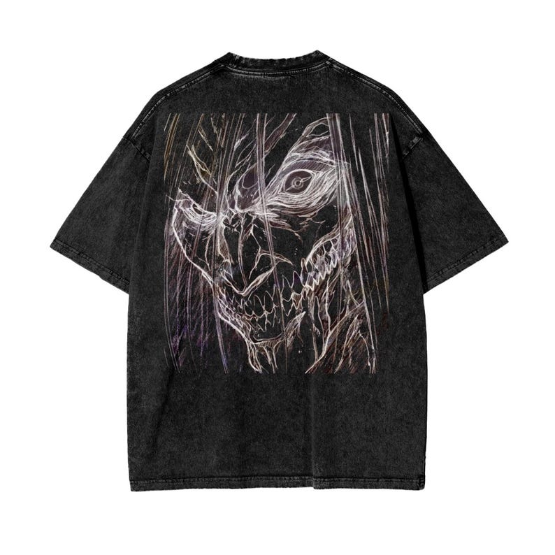Attack on Titan Anime Acid Washed Oversize T-Shirt Eren Jeager Anime Tee Gift For Him