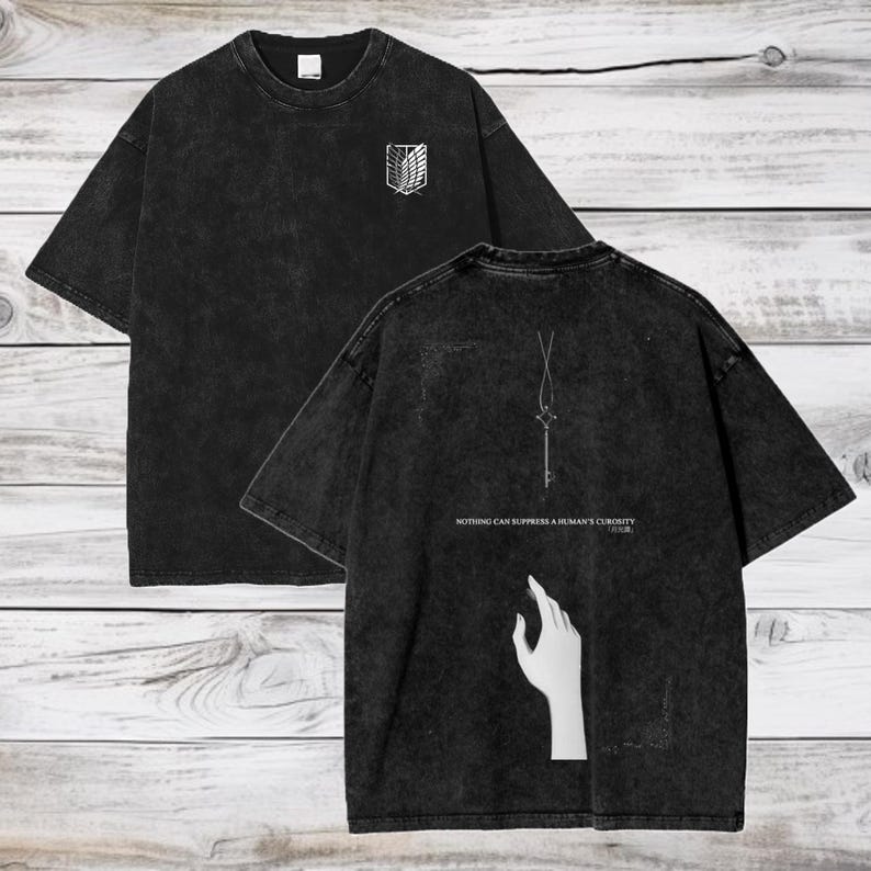 Attack on Titan Anime Acid Washed Oversize T-Shirt Eren Jeager Anime Tee Gift For Him
