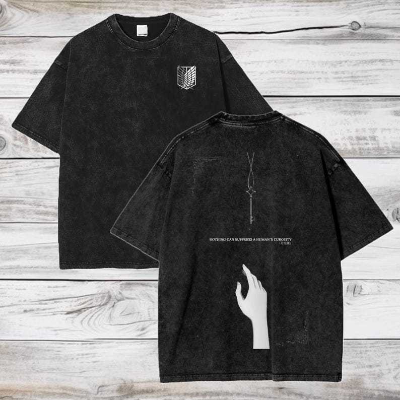 Attack on Titan Anime Acid Washed Oversize T-Shirt Eren Jeager Anime Tee Gift For Him