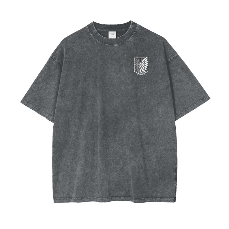 Attack on Titan Anime Acid Washed Oversize T-Shirt Scout Regiment Anime Tee Gift For Him