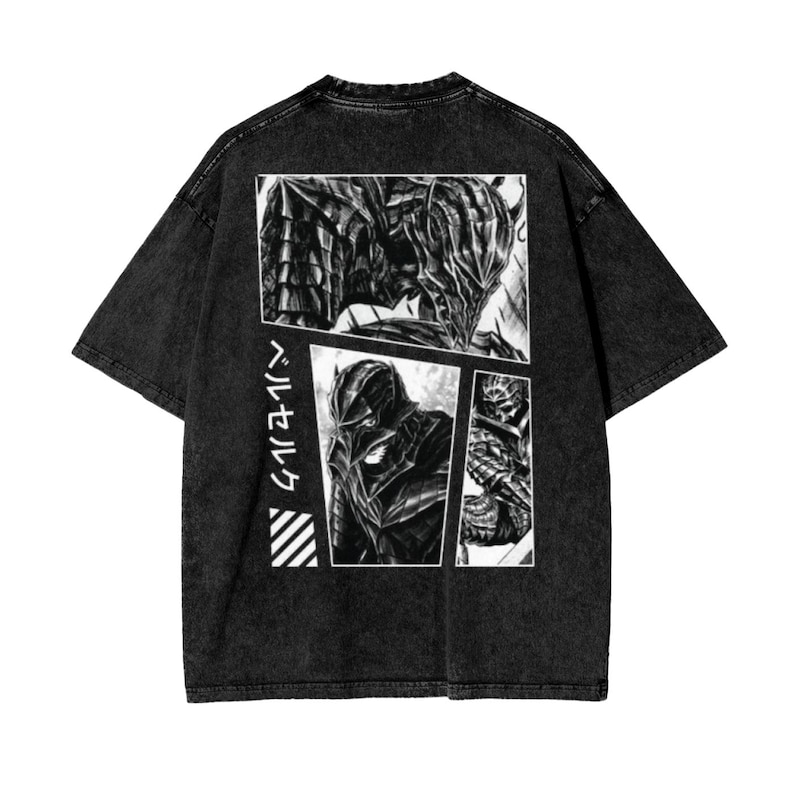 Berserk Anime Acid Washed Oversize T-Shirt Berserk Anime Tee Gift For Him