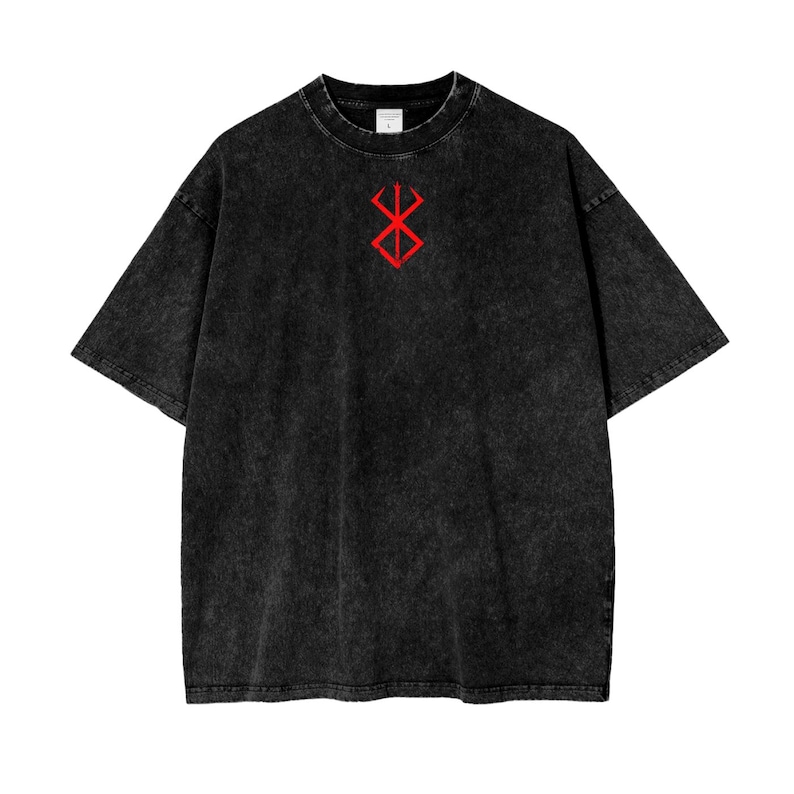 Berserk Anime Acid Washed Oversize T-Shirt Guts Anime Tee Gift For Him