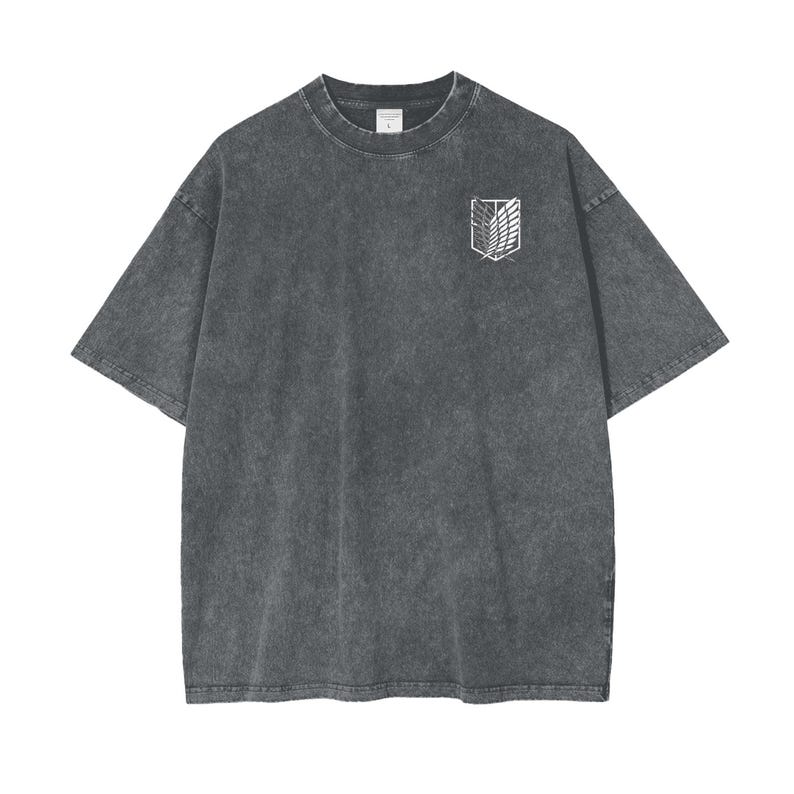 Attack On Titan Anime Acid Washed Oversize T-Shirt Eren Jeager Anime Tee Gift For Him
