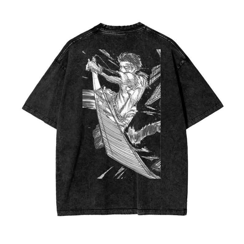 Attack On Titan Anime Acid Washed Oversize T-Shirt Levi Ackerman Anime Tee Gift For Him