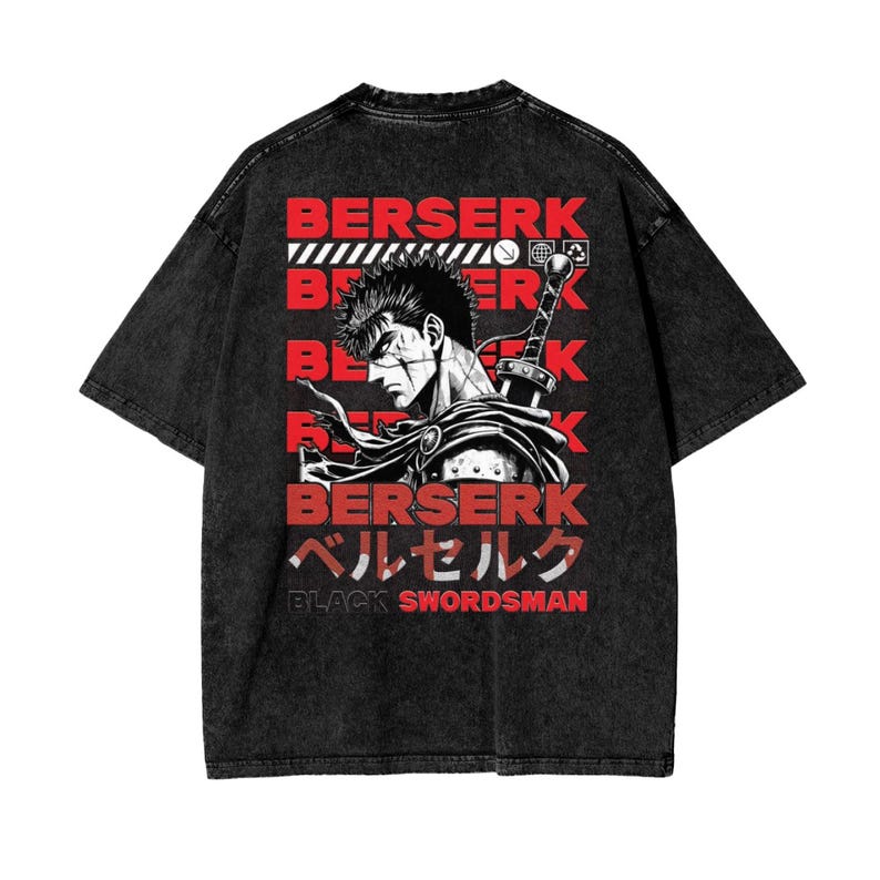 Berserk Anime Acid Washed Oversize T-Shirt Guts Anime Tee Gift For Him
