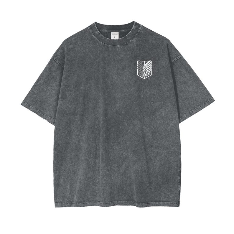 Attack on Titan Anime Acid Washed Oversize T-Shirt Eren Jeager Anime Tee Gift For Him