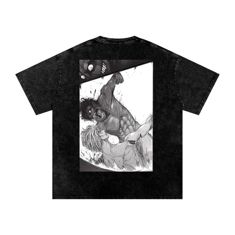 Attack on Titan Anime Acid Wash Oversize T-Shirt Eren Jeager Anime Tee Gift For Him